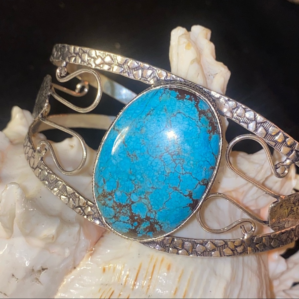 Sale - Turquoise Natural Gemstone handcrafted cuff